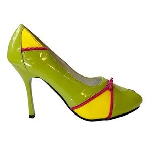 Vintage Y2K Splash Neon Zipper Peep Toe Heels Size 6.5